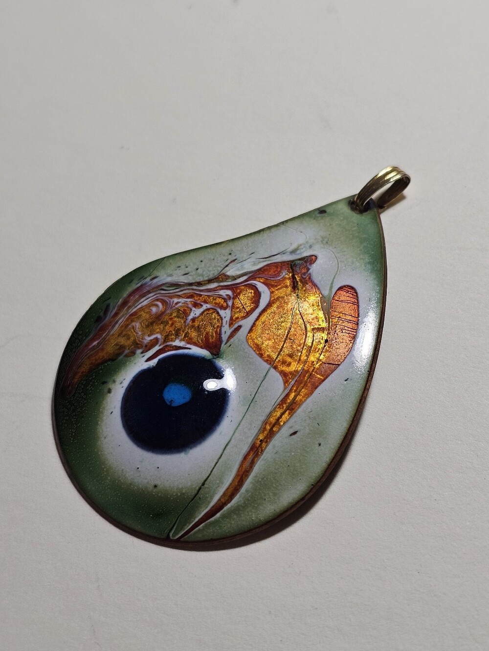 Vitreau 1970s Enamel Copper Abstract Pendant